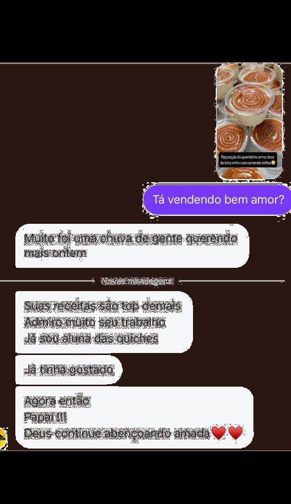 Depoimento aluna sobre arroz doce com caramelo toffee